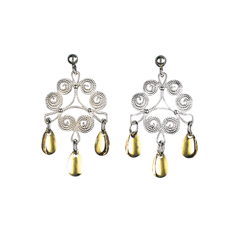 Ørepynt, hvit/forgylt