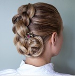 Hårstrikk - Akantus med stein, gammelforgylt - Bilde 2