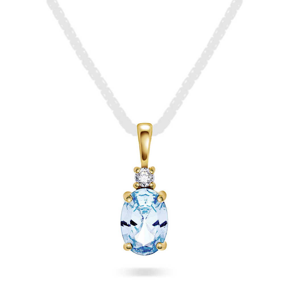 Anheng i gull med syntetisk blå spinell