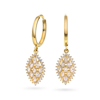 Øreringer i gull med zirkonia