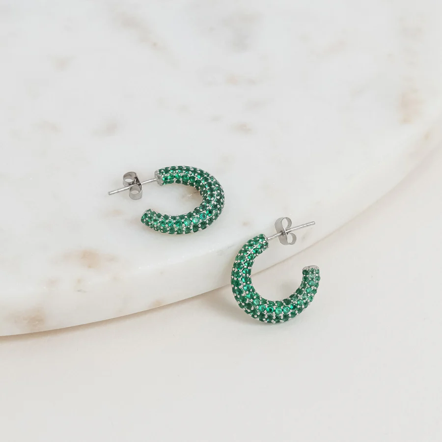 Glasier Earrings Silver / Green Small - Bilde 2