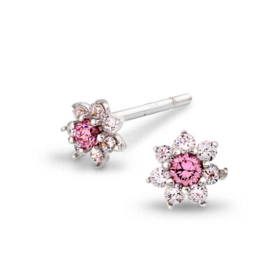 Øredobber i sølv med rosa zirkonia