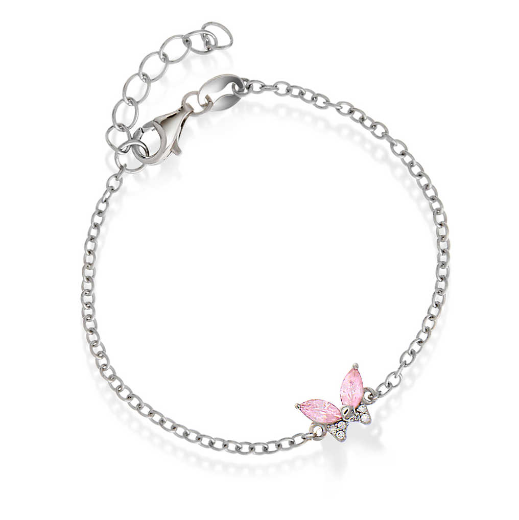 Armbånd i sølv med rosa og hvit zirkonia