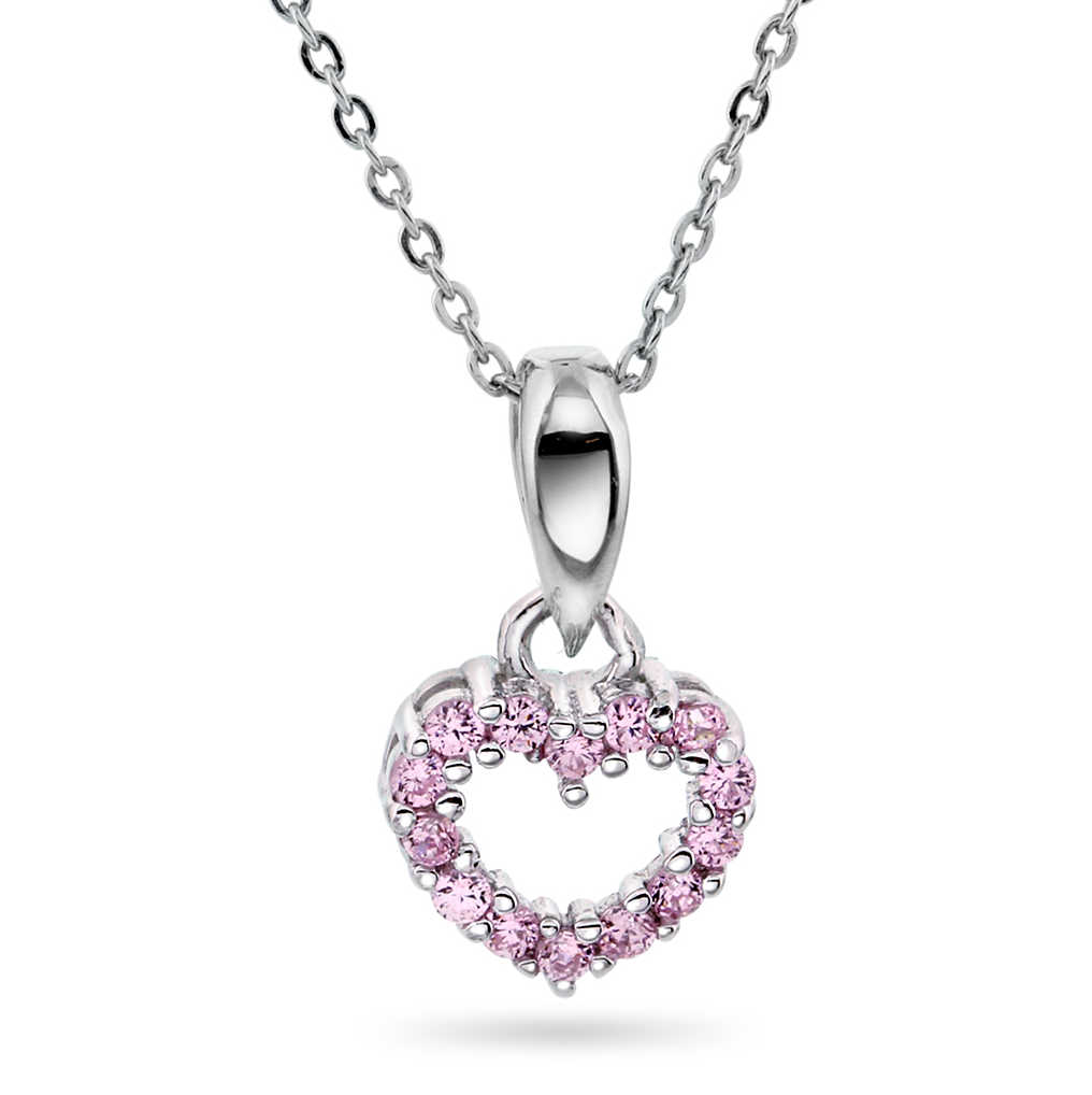 Smykke i sølv med rosa zirkonia