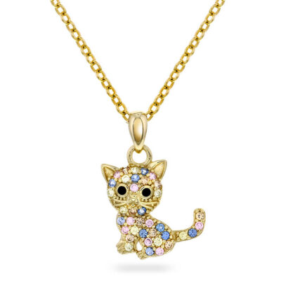 Smykke i sølv med zirkonia og katt