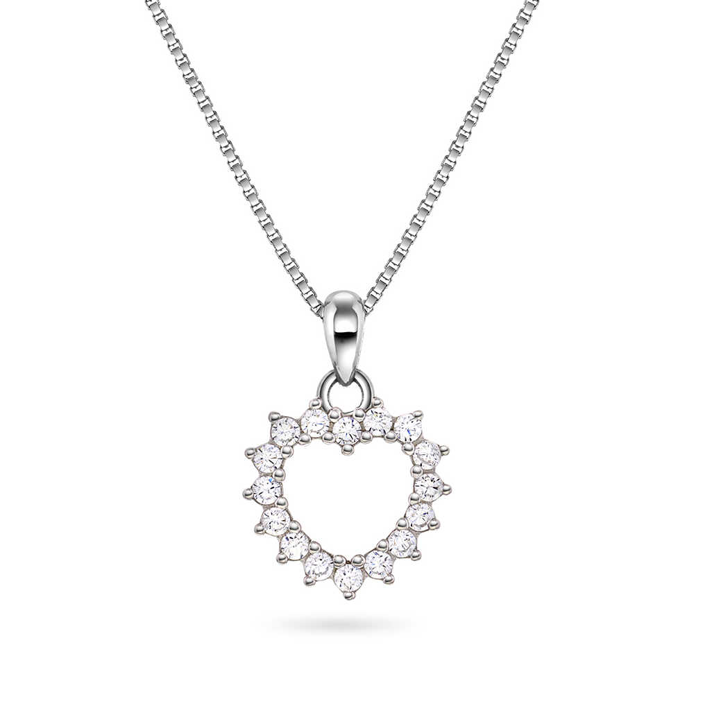 Smykke i sølv med zirkonia hjerte
