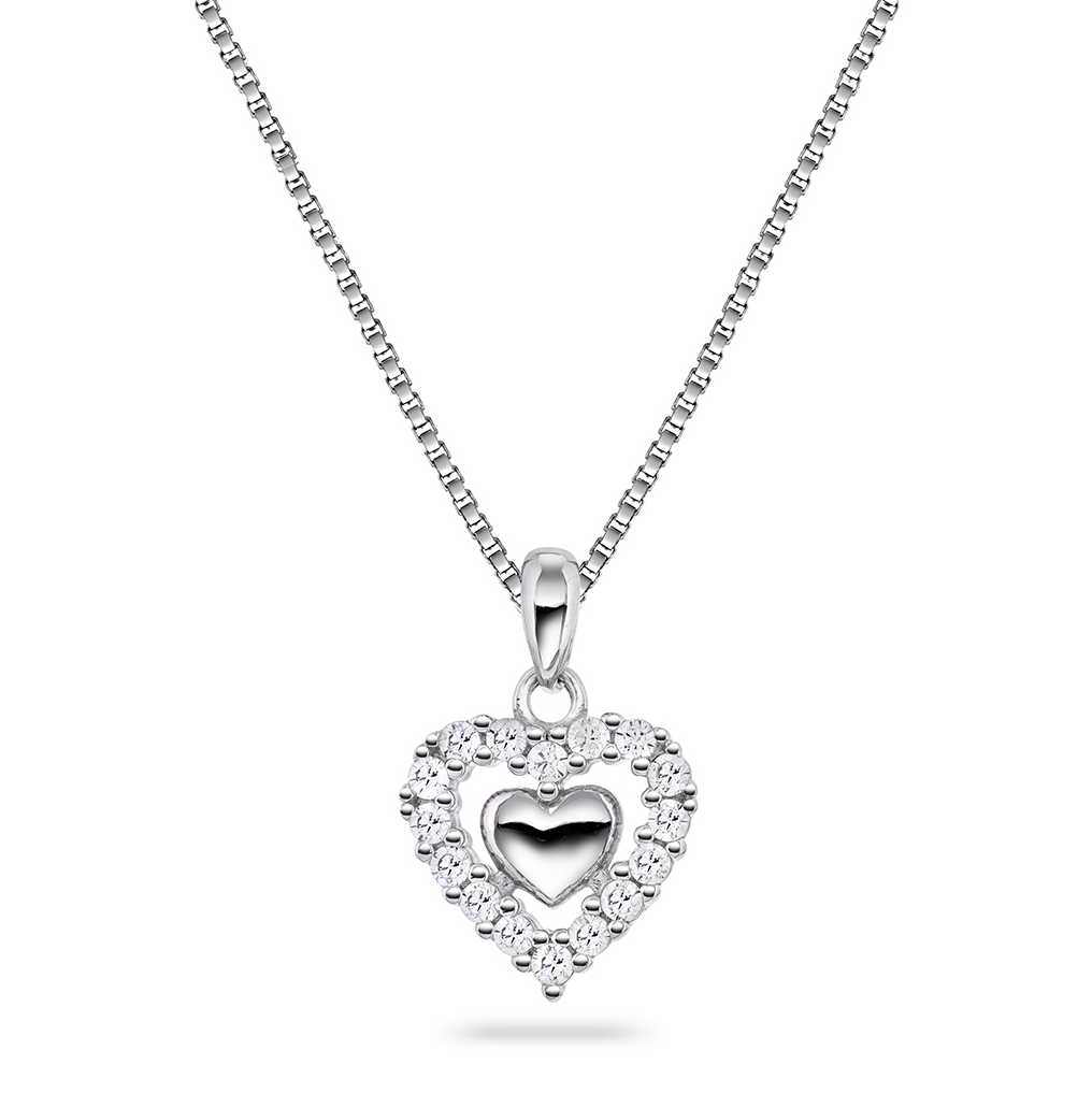 Smykke i sølv med zirkonia hjerte