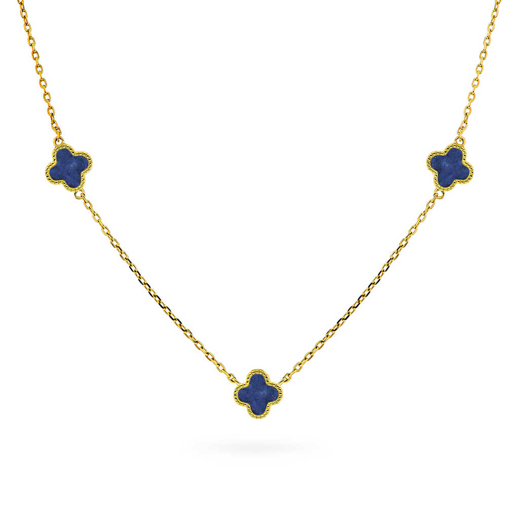 Smykke i sølv havblå kløver