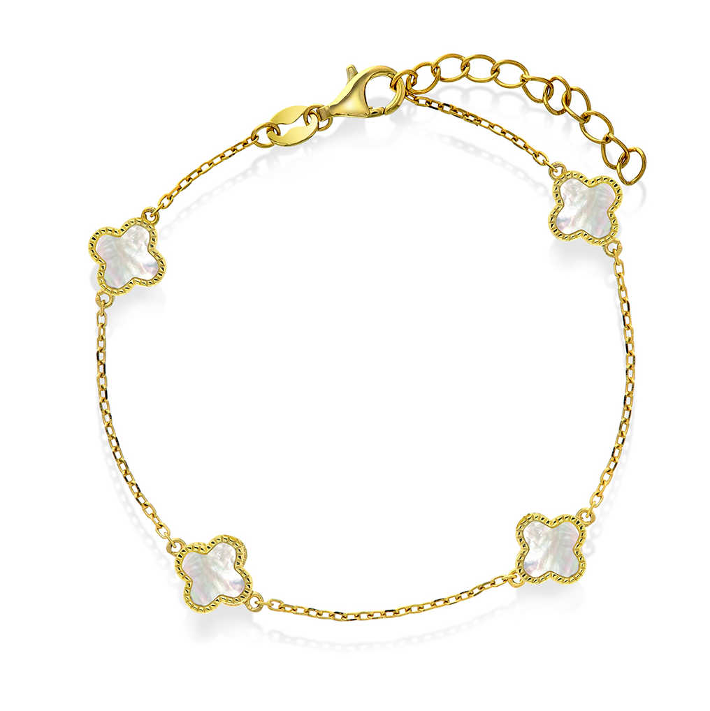 Armbånd i sølv perlemor kløver