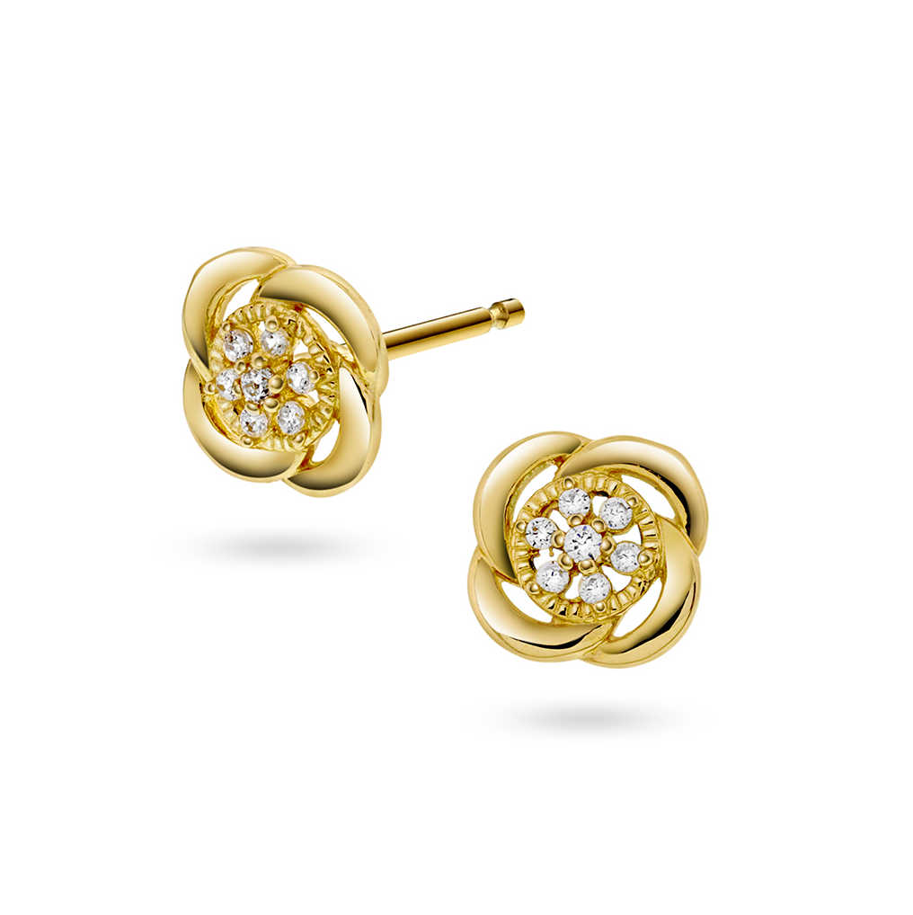 Øredobber i gull med zirkonia