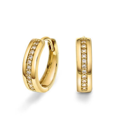 Øreringer i gull med zirkonia