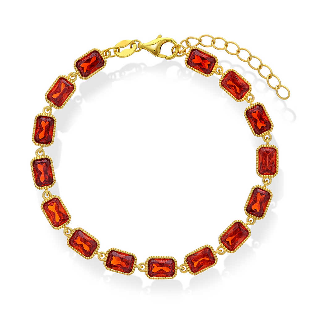 Armbånd i sølv med dyp orange zirkonia