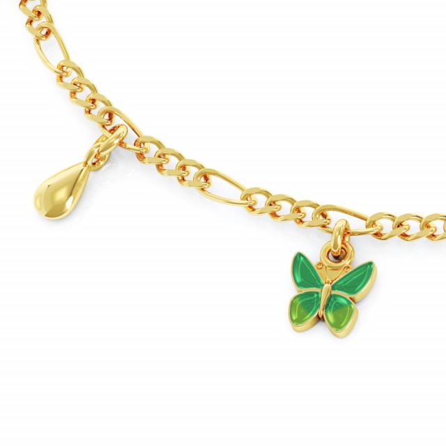 Figaroarmbånd med grønne sommerfugler og dråper - Bilde 2