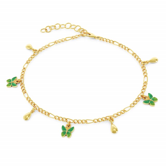 Figaroarmbånd med grønne sommerfugler og dråper