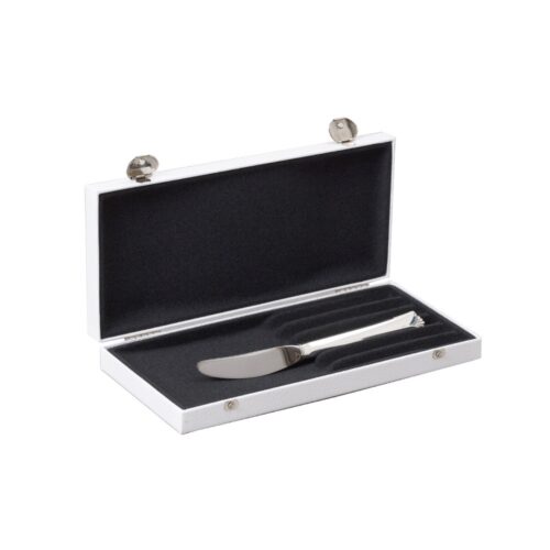 Bestikk etui for 6 kniv, Hvit/grå