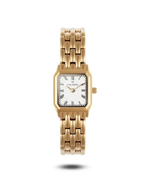 Mockberg Classic Square Gullfarget Stål / Hvit 18x19mm