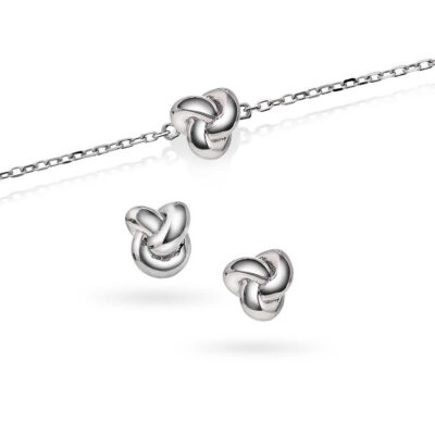 Knute øredobber og armbånd i sølv