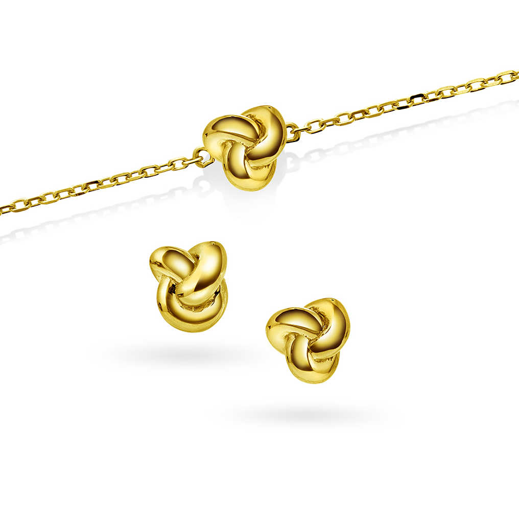 Knute øredobber og armbånd i sølv