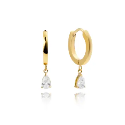 Mockberg Belle Gold Hoops - White
