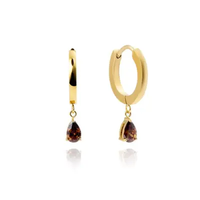 Mockberg Belle Gold Hoops - Coffee