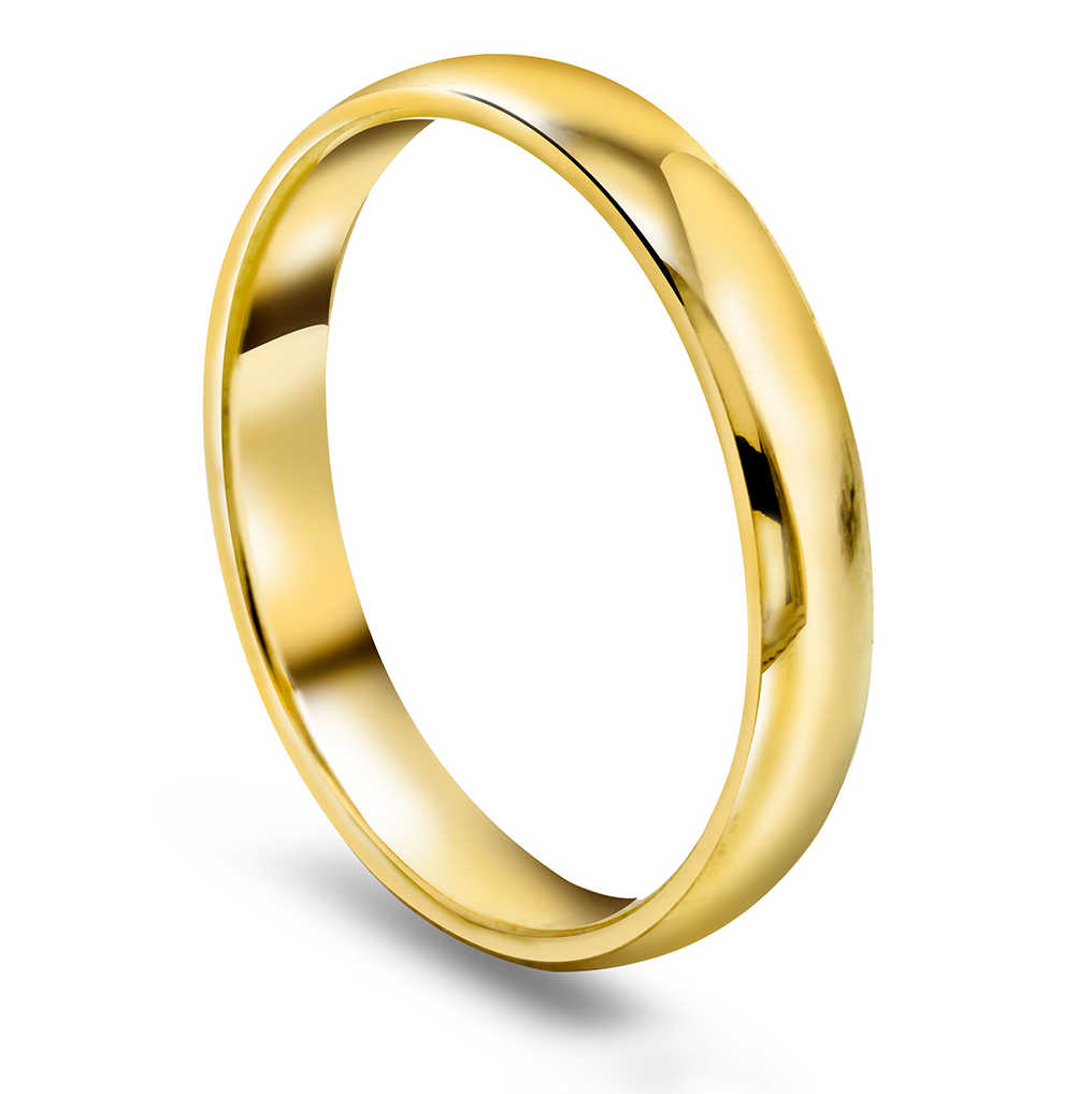 3mm glatt ring, innv.flat 375 gull