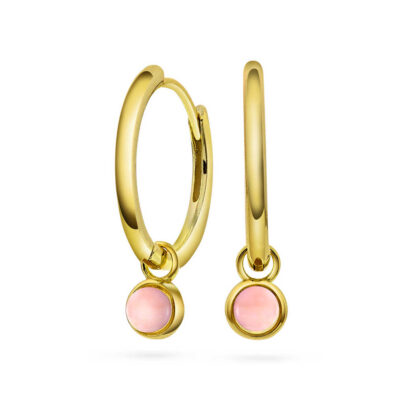 Ørering i sølv med rosa opal KJÆRLIGHET