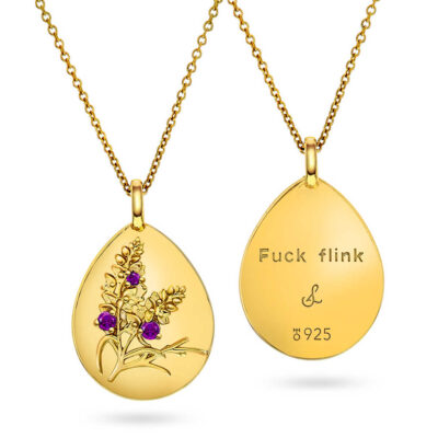 Medaljong 'Fuck flink' med ametyst