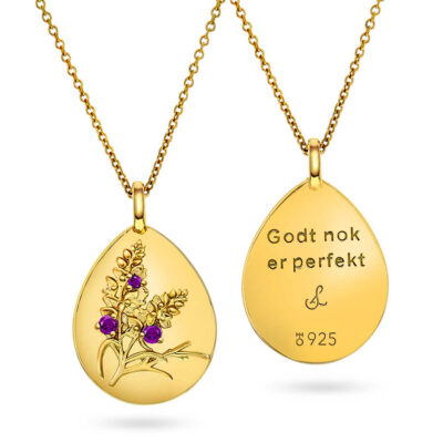 Medaljong 'Godt nok er perfekt' med ametyst