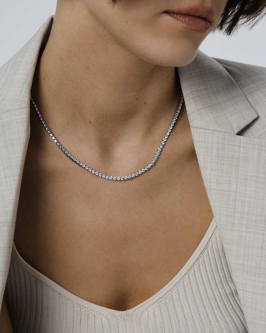 Shiny Tennis Necklace Silver - Bilde 2