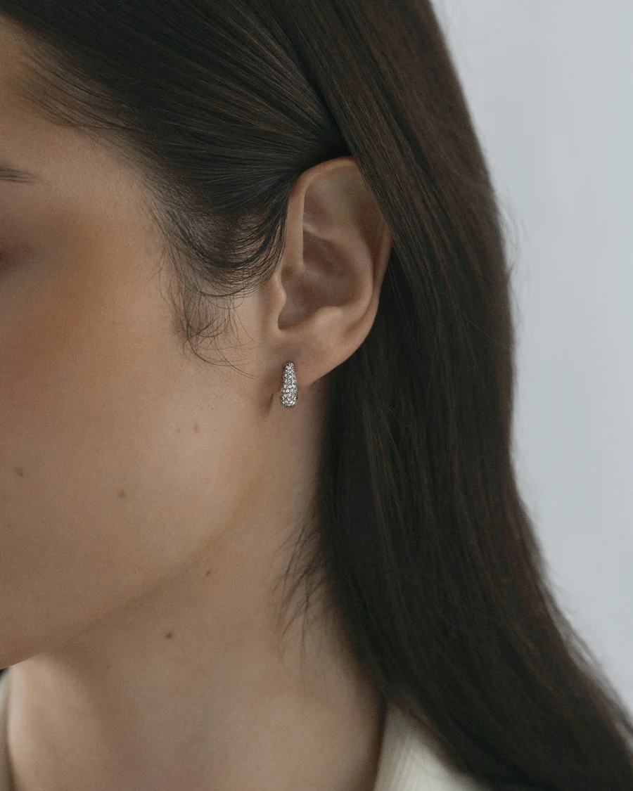 Pavé Precious Mini Sølvfarget Hoops - Bilde 2