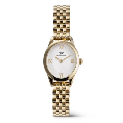 Ophelia Oval Mini Gullfarget Stål  Hvit 25,5 x 22mm