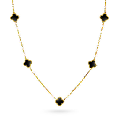 Smykke i sølv sort kløver