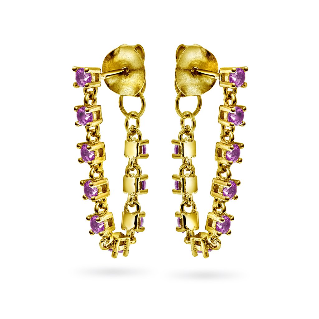 Zela øredobber med rosa zirkonia