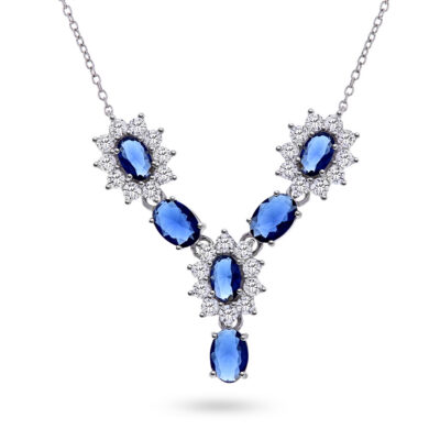 Royal smykke i sølv med blå sten