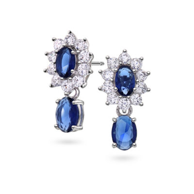 Royal øredobber i sølv med blå sten
