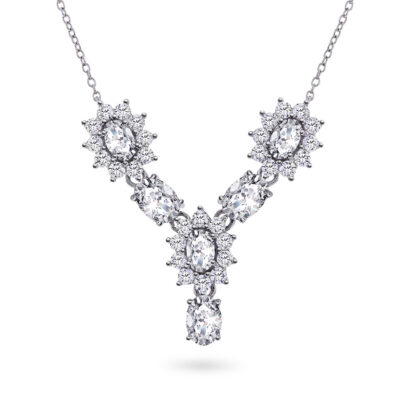 Royal smykke i sølv med hvite stener