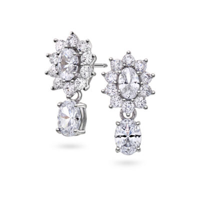 Royal øredobber i sølv med hvite stener