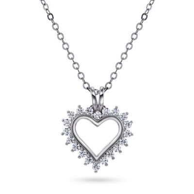 Smykke i sølv med zirkonia hjerte