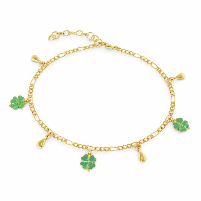 Figaroarmbånd med grønn firkløver og dråper