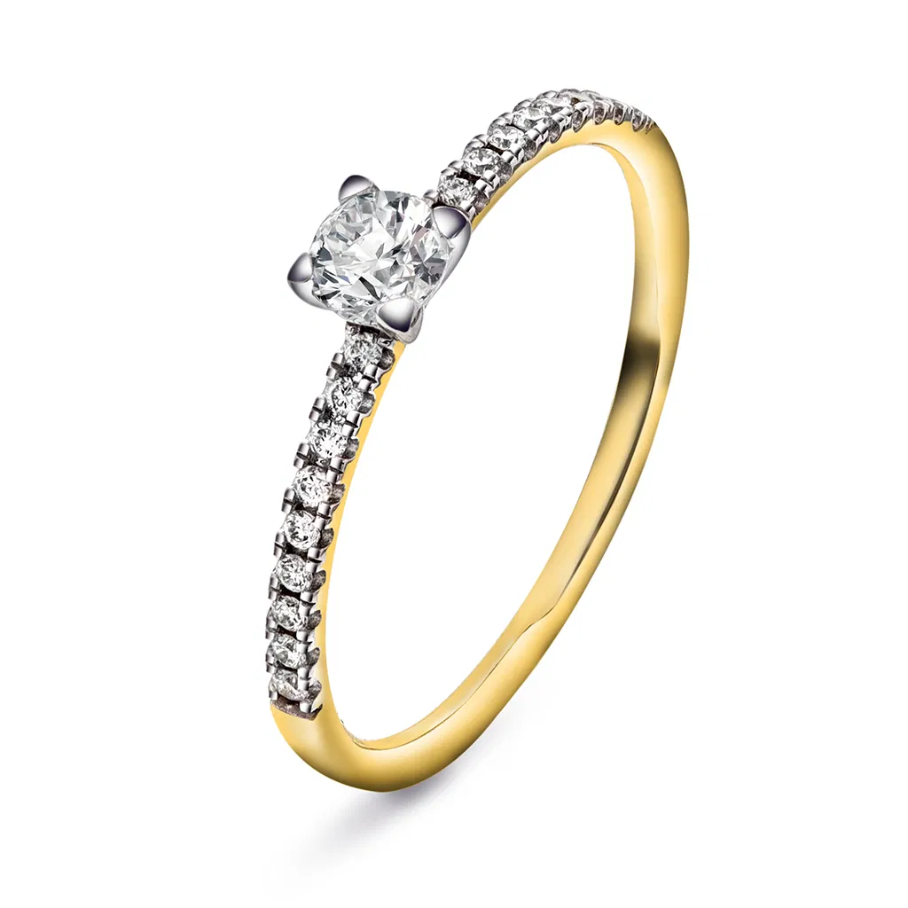 Ring med diamanter 0,10 ct med topas