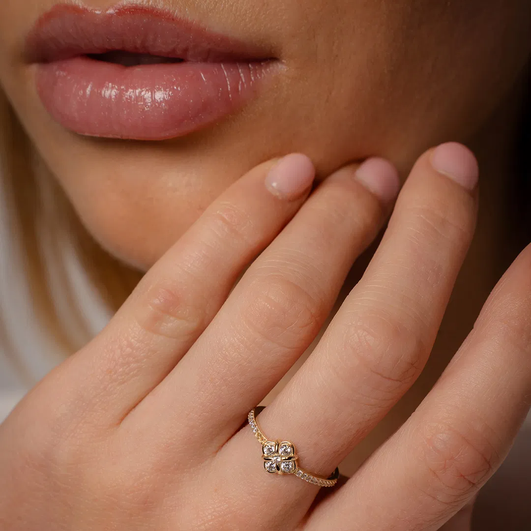 Ring i gull med zirkonia - Bilde 2