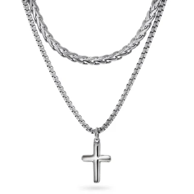 Double chain smykke i stål, kors