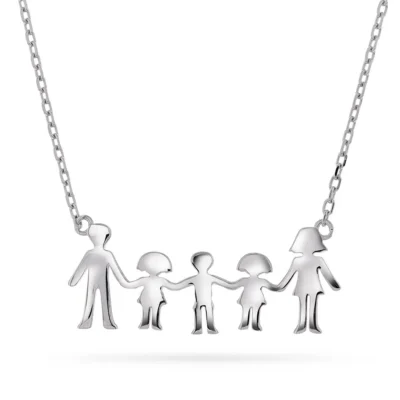 Smykke i 925 sølv mor, far, to jenter, en gutt