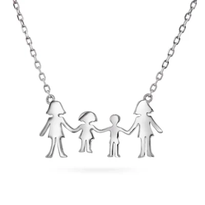 Smykke i 925 sølv med to mødre, jente og gutt