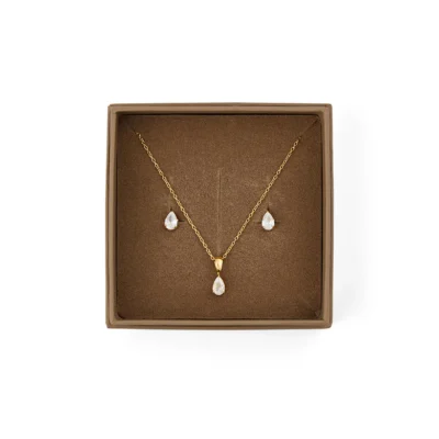 Belle Gold Combo Sett / Øreringer + kjede