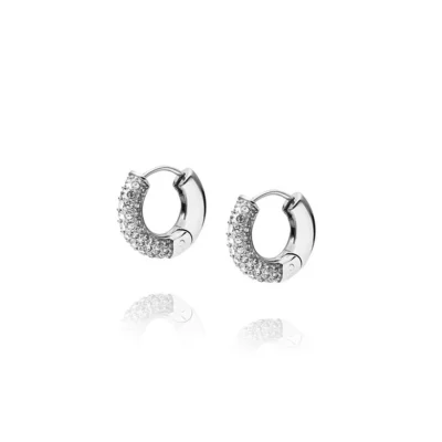 Pavé Everyday Small Sølvfarget Hoops