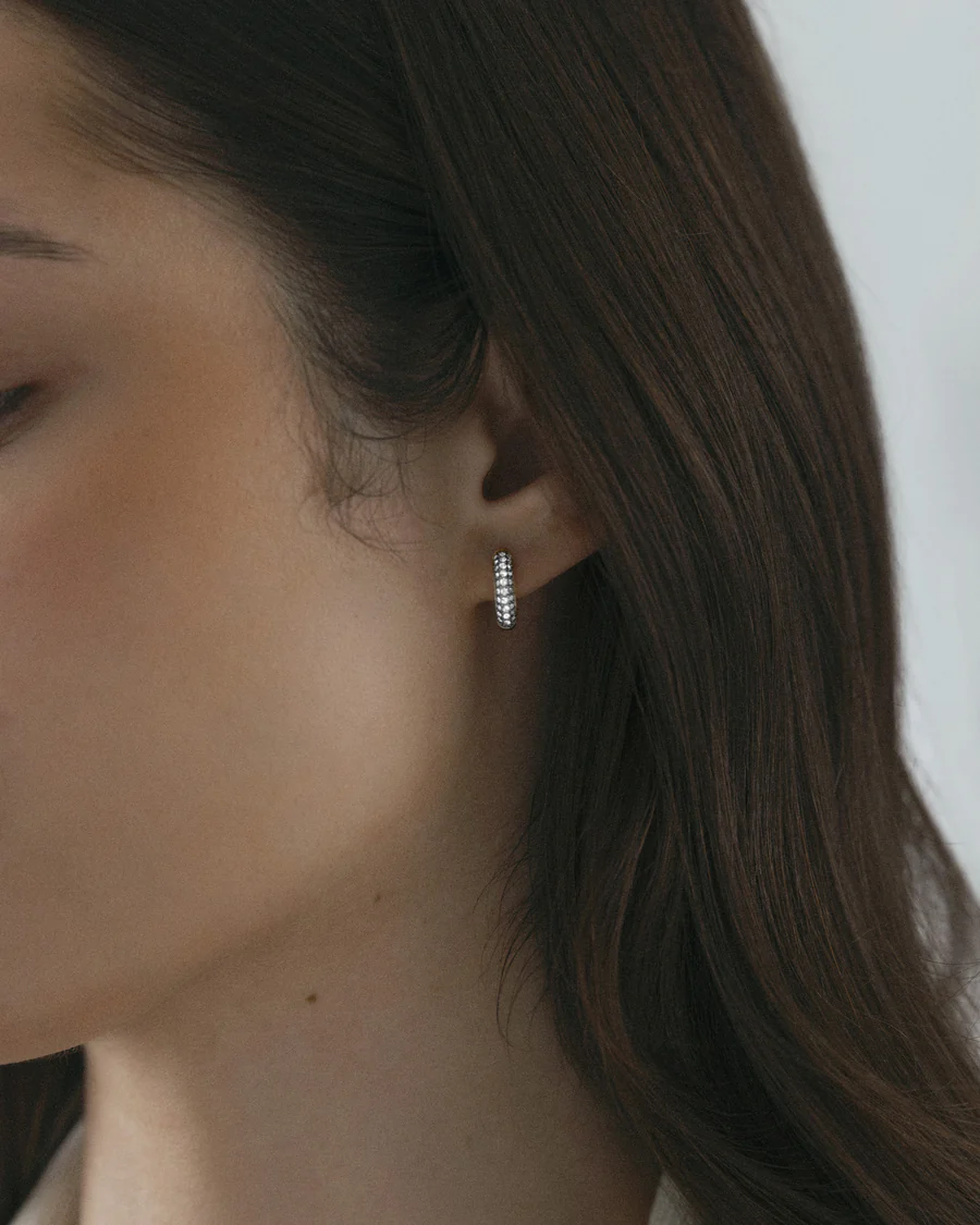 Pavé Everyday Small Sølvfarget Hoops - Bilde 2