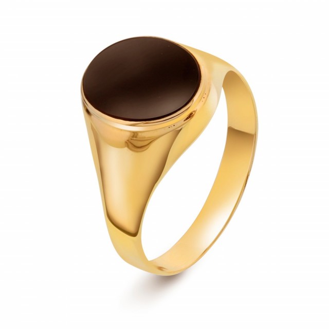 Ring OVAL onyx gult gull