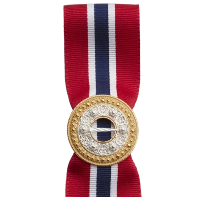 17.mai-sløyfepin 2-i-1, kvit/forgylt