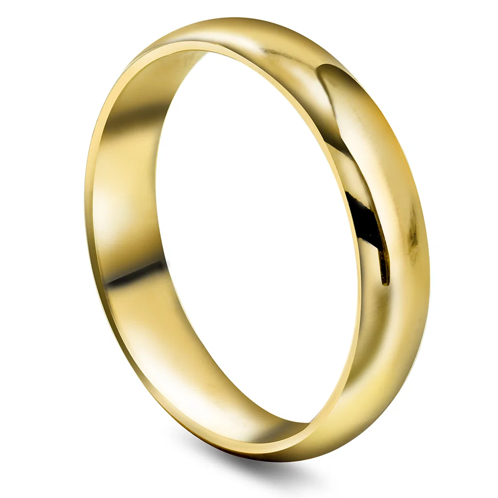 4 mm glatt ring,innv. flat 375 gull